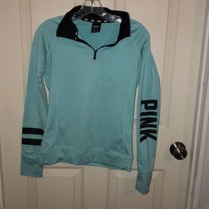 Pink quarter zip pullover sweater